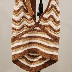 No Boundaries Tan and Cream Knit Top